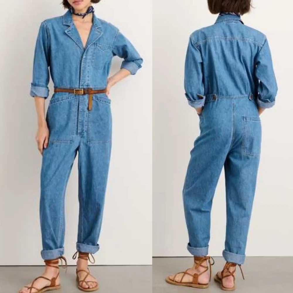 Alex Mill Standard Denim Jumpsuit Boiler Suit Coveralls Blue Utility Cotton - Picture 3 of 16